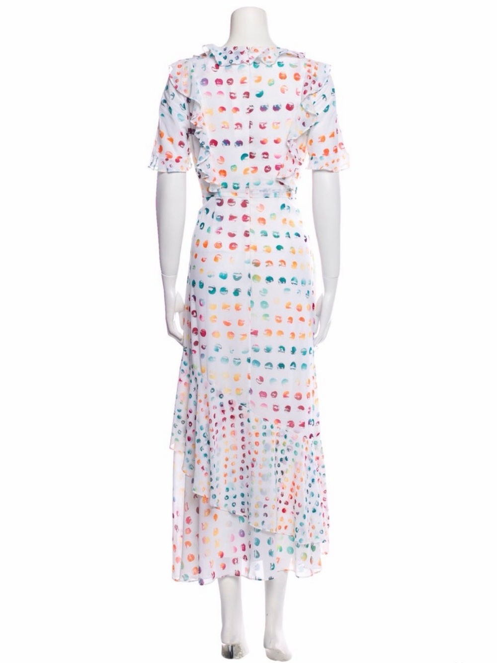 Monique Lhuillier Multi-Color Dot Ruffle Midi Dress // size 8 - Picture 3 of 3